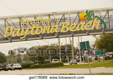 Signboard on a bridge, Daytona Beach, Florida, USA View Large Photo Image Stock Photo - Signboard on a bridge, Daytona Beach, Florida, USA. Fotosearch