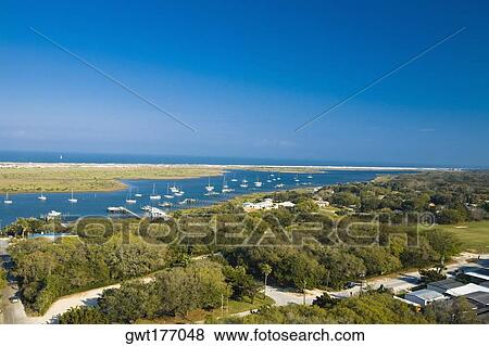 Aerial view of the sea, St. Augustine beach, Florida, USA View Large Photo Image Stock Photo - Aerial view of the sea, St. Augustine beach, Florida, USA. Fotosearch