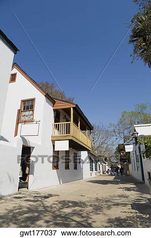 Stock Photo - Buildings along a street, St. George Street, St. Augustine, Florida, USA. Fotosearch