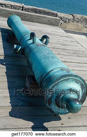 Stock Image - Close-up of a cannon on a castle, Castillo De San Marcos National Monument, St. Augustine, Florida, USA. Fotosearch