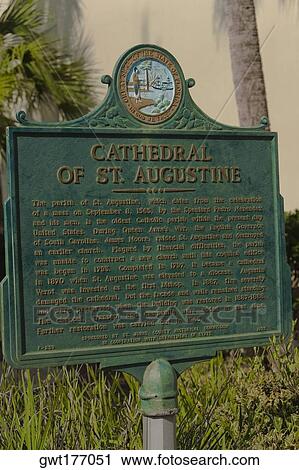 Close-up of an information board of a cathedral, St. Augustine, Florida, USA View Large Photo Image Stock Image - Close-up of an information board of a cathedral, St. Augustine, Florida, USA. Fotosearch