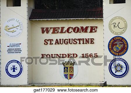 Stock Photo - Close-up of an information sign, St. Augustine, Florida, USA. Fotosearch