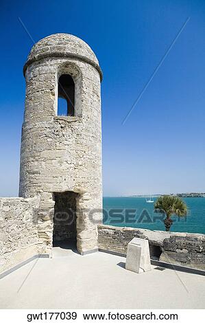 Facade of a lookout tower, Castillo De San Marcos National Monument, St. Augustine, Florida, USA View Large Photo Image Stock Photo - Facade of a lookout tower, Castillo De San Marcos National Monument, St. Augustine, Florida, USA. Fotosearch