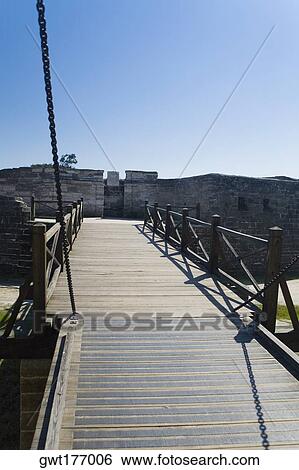 Footbridge leading to a castle, Castillo De San Marcos National Monument, St. Augustine, Florida, USA View Large Photo Image Stock Photograph - Footbridge leading to a castle, Castillo De San Marcos National Monument, St. Augustine, Florida, USA. Fotosearch