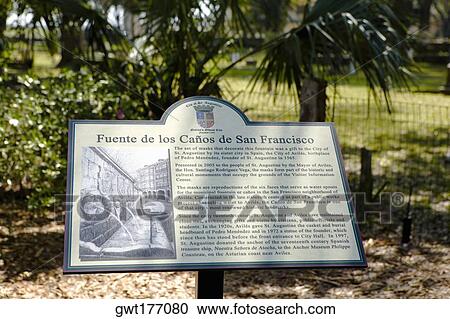 Information board in a park, Fuente De Los Canos, St. Augustine, Florida, USA View Large Photo Image Stock Image - Information board in a park, Fuente De Los Canos, St. Augustine, Florida, USA. Fotosearch