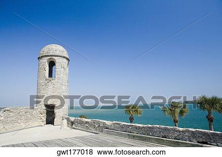 Lookout tower on a castle, Castillo De San Marcos National Monument, St. Augustine, Florida, USA View Large Photo Image Stock Photo - Lookout tower on a castle, Castillo De San Marcos National Monument, St. Augustine, Florida, USA. Fotosearch