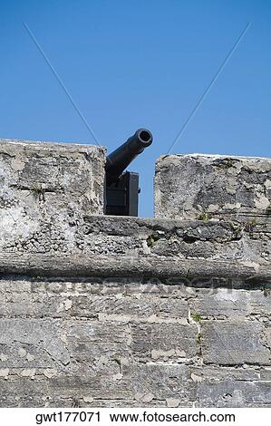 Low angle view of a cannon on top of a castle, Castillo De San Marcos National Monument, St Augustine, Florida, USA View Large Photo Image Stock Image - Low angle view of a cannon on top of a castle, Castillo De San Marcos National Monument, St Augustine, Florida, USA. Fotosearch