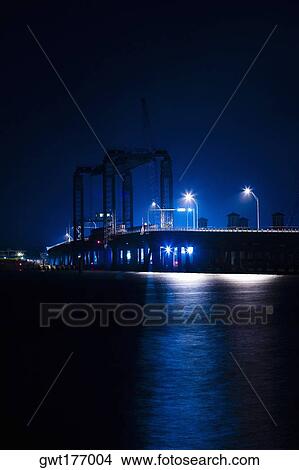 Picture - Overpass lit up at night, St. Augustine, Florida, USA. Fotosearch