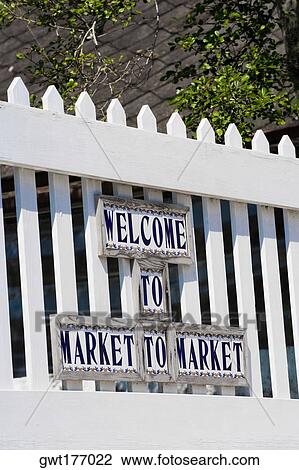Welcome sign on a picket fence, St. George Street, St. Augustine, Florida, USA View Large Photo Image Stock Image - Welcome sign on a picket fence, St. George Street, St. Augustine, Florida, USA. Fotosearch