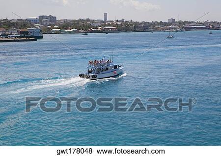 High angle view of a tourboat in the sea, Nassau, Bahamas View Large Photo Image Stock Photo - High angle view of a tourboat in the sea, Nassau, Bahamas. Fotosearch
