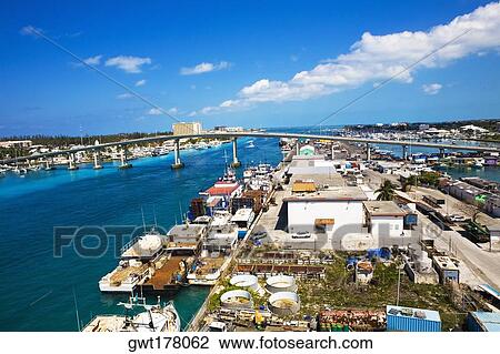 High angle view of cargo containers at a commercial dock, Potter's Cay, Nassau, Bahamas View Large Photo Image Stock Image - High angle view of cargo containers at a commercial dock, Potter's Cay, Nassau, Bahamas. Fotosearch