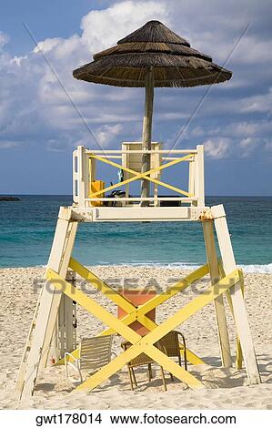 Lifeguard hut on the beach, Cable Beach, Nassau, Bahamas View Large Photo Image Picture - Lifeguard hut on the beach, Cable Beach, Nassau, Bahamas. Fotosearch