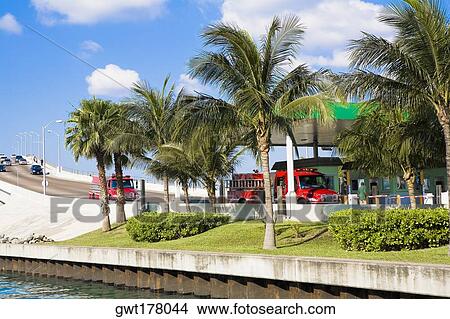Truck at a toll both, Western Bridge, Paradise Island, Bahamas View Large Photo Image Picture - Truck at a toll both, Western Bridge, Paradise Island, Bahamas. Fotosearch