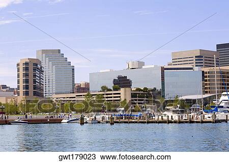 Buildings at the waterfront, Inner Harbor, Baltimore, Maryland, USA View Large Photo Image Stock Image - Buildings at the waterfront, Inner Harbor, Baltimore, Maryland, USA. Fotosearch