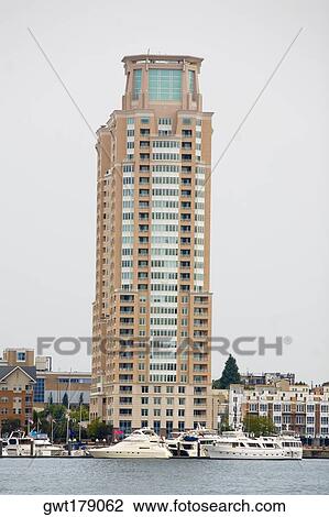 Buildings at the waterfront, World Trade Center, Inner Harbor, Baltimore, Maryland, USA View Large Photo Image Stock Image - Buildings at the waterfront, World Trade Center, Inner Harbor, Baltimore, Maryland, USA. Fotosearch