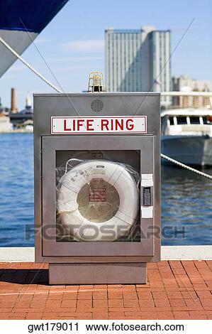Life belt at a dock, Inner Harbor, Baltimore, Maryland, USA View Large Photo Image Stock Image - Life belt at a dock, Inner Harbor, Baltimore, Maryland, USA. Fotosearch