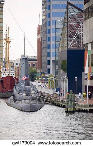 Submarine at a harbor, National Aquarium, Inner Harbor, Baltimore, Maryland, USA View Large Photo Image Picture - Submarine at a harbor, National Aquarium, Inner Harbor, Baltimore, Maryland, USA. Fotosearch
