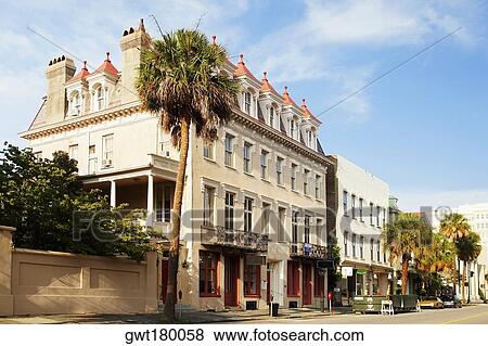 Buildings along a road, Charleston, South Carolina, USA View Large Photo Image Stock Photo - Buildings along a road, Charleston, South Carolina, USA. Fotosearch