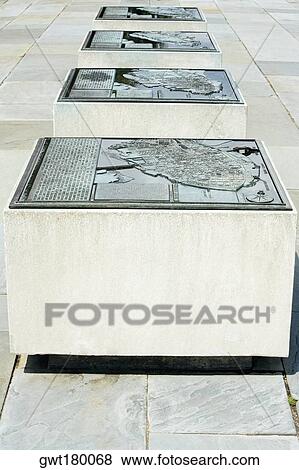Stock Photo - Close-up of maps on stone blocks, Waterfront Park, Charleston, South Carolina, USA. Fotosearch