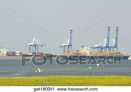 Container ships at a commercial dock, Charleston, South Carolina, USA View Large Photo Image Stock Image - Container ships at a commercial dock, Charleston, South Carolina, USA. Fotosearch