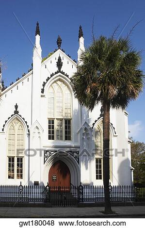 Stock Photo - Facade of a church, St. Philips Church, Charleston, South Carolina, USA. Fotosearch