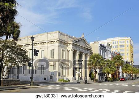 Stock Photography of Facade of a bank, National Bank of South Carolina, Charleston, South ...