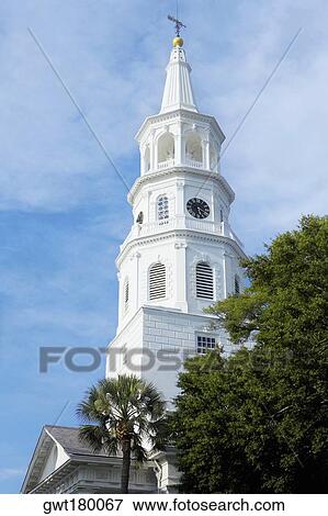 Stock Photo - Low angle view of a church, St. John's Lutheran Church, Charleston, South Carolina, USA. Fotosearch