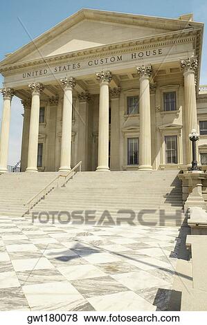 Stock Photo - Low angle view of a government building, U. S. Customs House, Charleston, South Carolina, USA. Fotosearch