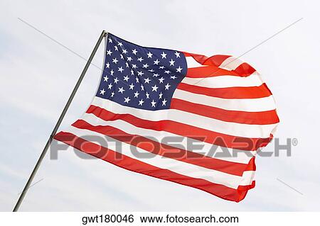 Low angle view of an American flag fluttering, USA View Large Photo Image Stock Photograph - Low angle view of an American flag fluttering, USA. Fotosearch