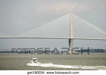 Suspension bridge across a river, Cooper River Bridge, Cooper River, Charleston, South Carolina, USA View Large Photo Image Picture - Suspension bridge across a river, Cooper River Bridge, Cooper River, Charleston, South Carolina, USA. Fotosearch