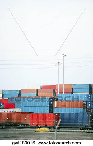 Vehicle trailer with cargo containers at a commercial dock, Charleston, South Carolina, USA View Large Photo Image Stock Photograph - Vehicle trailer with cargo containers at a commercial dock, Charleston, South Carolina, USA. Fotosearch
