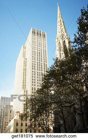 Low angle view of a church, St. Patrick's Cathedral, Manhattan, New York City, New York State, USA View Large Photo Image Stock Photography - Low angle view of a church, St. Patrick's Cathedral, Manhattan, New York City, New York State, USA. Fotosearch