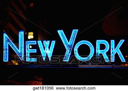 Neon sign glowing at night, Times Square, Manhattan, New York City, New York State, USA View Large Photo Image Stock Photograph - Neon sign glowing at night, Times Square, Manhattan, New York City, New York State, USA. Fotosearch