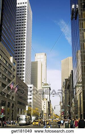 Skyscraper in a city, Fifth Avenue, Manhattan, New York City, New York State, USA View Large Photo Image Stock Photo - Skyscraper in a city, Fifth Avenue, Manhattan, New York City, New York State, USA. Fotosearch