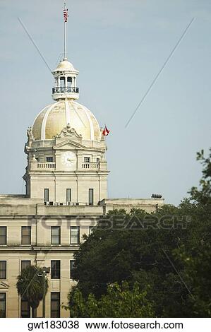 Low angle view of a building, Town Hall, Savannah, Georgia, USA View Large Photo Image Stock Photo - Low angle view of a building, Town Hall, Savannah, Georgia, USA. Fotosearch