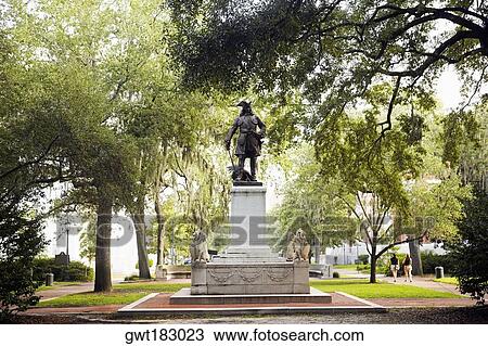 Statue in a park, James Edward Oglethorpe Monument, Chippewa Square, Savannah, Georgia, USA View Large Photo Image Stock Image - Statue in a park, James Edward Oglethorpe Monument, Chippewa Square, Savannah, Georgia, USA. Fotosearch