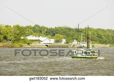 Tourboat in the river, Savannah, Georgia, USA View Large Photo Image Stock Image - Tourboat in the river, Savannah, Georgia, USA. Fotosearch