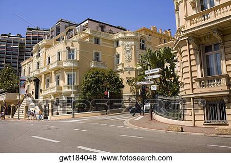 Buildings along a road, Monte Carlo, Monaco View Large Photo Image Stock Photo - Buildings along a road, Monte Carlo, Monaco. Fotosearch