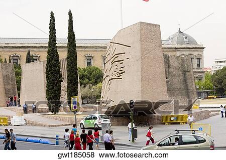 Carved rock in front of a building, Barcelona, Spain View Large Photo Image Stock Photo - Carved rock in front of a building, Barcelona, Spain. Fotosearch