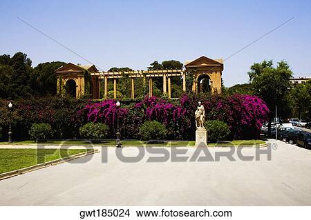 Picture - Garden in front of a building, Parc Guell, Barcelona, Spain. Fotosearch