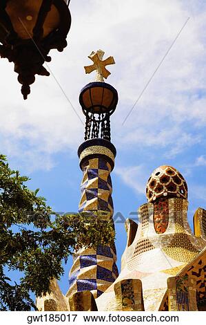 Stock Photo - High section view of a building, Parc Guell, Barcelona, Spain. Fotosearch