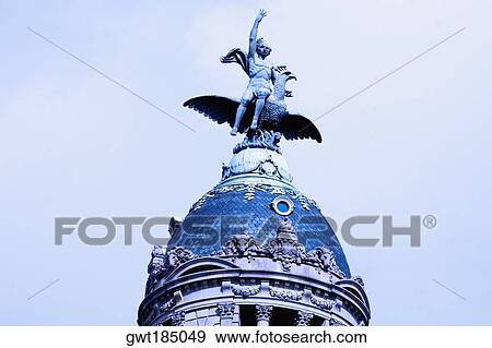 Low angle view of a statue on a dome, Barcelona, Spain View Large Photo Image Stock Photo - Low angle view of a statue on a dome, Barcelona, Spain. Fotosearch