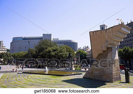 Monument in a city, Barcelona, Spain View Large Photo Image Stock Photo - Monument in a city, Barcelona, Spain. Fotosearch