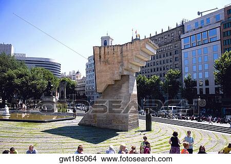 Picture - Structure in front of a building, Barcelona, Spain. Fotosearch