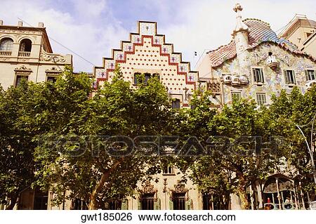Trees in front of a building, Casa Amatller, Barcelona, Spain View Large Photo Image Stock Photograph - Trees in front of a building, Casa Amatller, Barcelona, Spain. Fotosearch