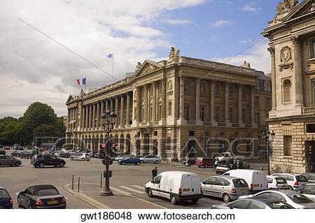 Stock Photo - Buildings along a road, Hotel Crillon, Paris, France. Fotosearch