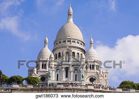 Stock Image - Low angle view of a basilica, Basilique of the Sacre Coeur, Montmartre, Paris, France. Fotosearch