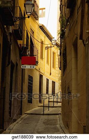 Buildings along a street, Toledo, Spain View Large Photo Image Stock Photo - Buildings along a street, Toledo, Spain. Fotosearch