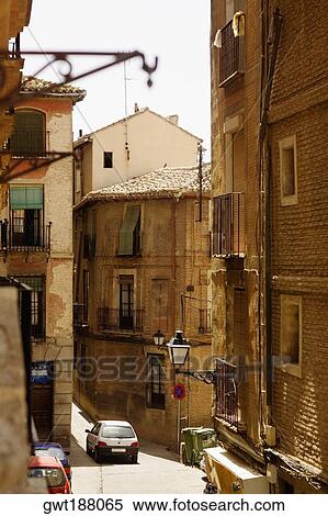 Buildings along a street, Toledo, Spain View Large Photo Image Stock Photography - Buildings along a street, Toledo, Spain. Fotosearch