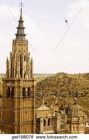 Stock Photo - Cathedral in a city, Cathedral Of Toledo, Toledo, Spain. Fotosearch